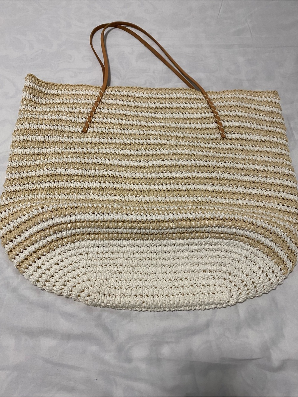 Buji Baja Striped Tan & White Tote - Picture 5 of 6